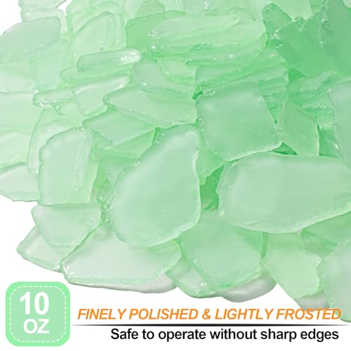 Keedolla Tumbled Sea Glass for Crafts - 10 OZ Flat Frosted Seaglass Pieces for DIY Art Crafts, Vase Filler, Beach Weddings, Aquarium and Home Decor - Fluorescent Green - color: Fluorescent Green, size: 10 OZ / 0.63 LB