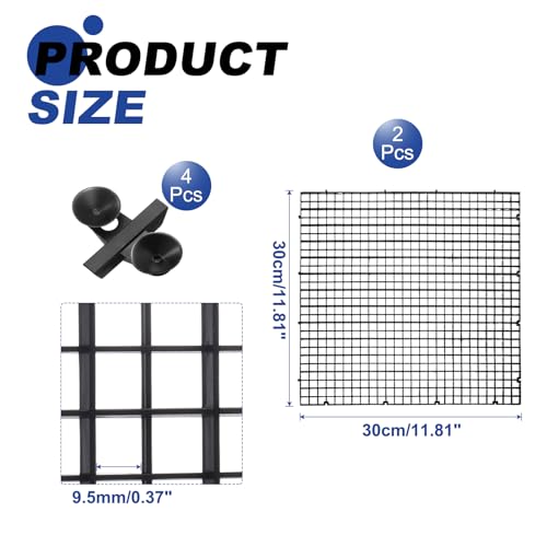 uxcell 2Pcs Aquarium Fish Tank Divider, 12x12 Inch Plastic Egg Crate Light Diffuser Grid Filter Bottom Partition Separator with Sucker Clips and Suction Cups for Aquarium, Black - color: Black, size: 12x12 Inch