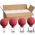 BBTO 4 Pieces Glass Cupping Set Glass Silicone Cupping Cups Massage Vacuum Suction Cupping Cups for Body Face Leg Arm Back Shoulder Muscle and Joint Pain (Red) - color: Red