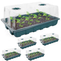 YoleShy 5 Packs Seed Starter Tray with Dome Reusable Plastic Plant Growing Trays with Humidity Domes Lids Thickened Sturdy for Seed Starting Germination Growing Seedling Propagation,14.5"x9" - size: 5 Pack with Domes - Green