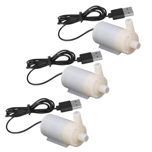 3PCS DC 3-5V USB Micro Submersible Mini Water Pump,Small Aquarium Pump for Fish Tank Aquariums Pond Fountain Hydroponics Garden (White) - color: White