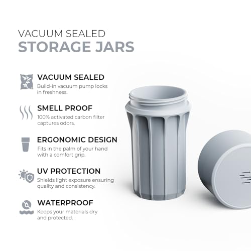 Staze Air Tight Smell Proof Container (148ml) – Vacuum Seal Jar with UV Protection, Waterproof Food Storage Canister, Portable Small Smell Proof Jar for Coffee, Herb, Spice & Gummies - (OG Trio) - color: OG Trio