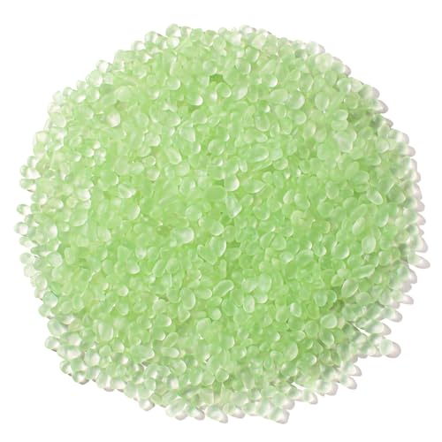 Keedolla Sea Glass Stones Frosted Glass Pebbles Gemstones for Aquarium Gravel Fish Tank Rocks, Vase Fillers, DIY Crafts - Fluorescent Green(230g/8oz) - color: Fluorescent Green, size: 0.5 LB