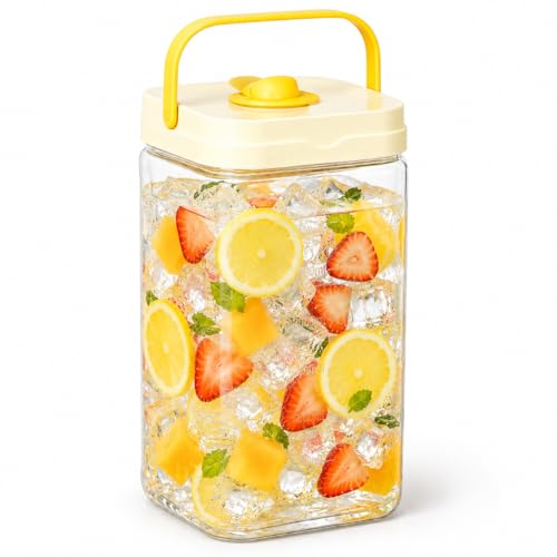 Drink Dispenser with Spigot, 1 Gallon Ice Tea Pitcher for Fridge, Juice Containers With Lids, Beverage Liquid Drink Container for Party, Water, Milk, Lemonade, Soda Jug Dispenser