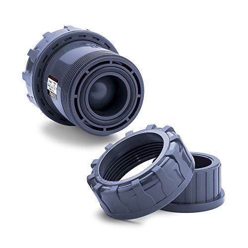 Sharkfellow 1 1/2’’ PVC True Union Ball Check Valve with Full Port, ASTM F1970, with EPDM Seals, Corrosion-Free, Service Free, Rated at 200 PSI @73F, Gray, 1 1/2 inch Socket (1 1/2'') - size: 1 1/2''