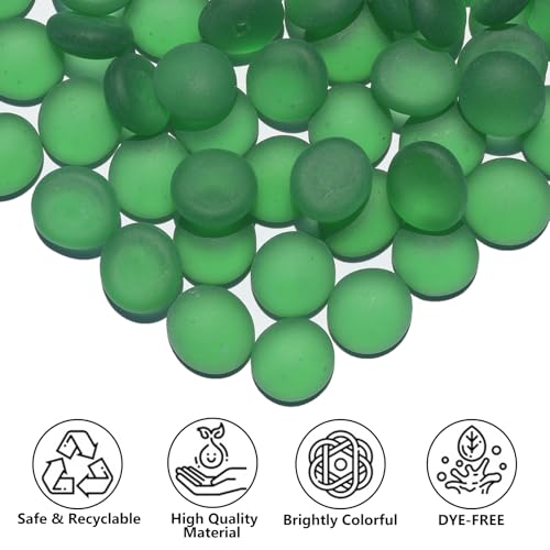 QYGL Sea Glass Gems - 0.9 Lb Green Frosted Flat Glass Marbles, Flat Gems Decorative Stones for Vase Fillers, Aquarium Rocks, Floral Supplies, Table Scatter, Craft Mosaics, and DIY Ornaments - color: Green