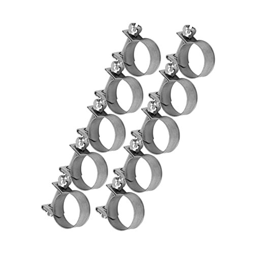 10pcs Stainless Steel Hose Clamps – Adjustable 6-20mm Fuel Line Pipe Clips for Air, Water, Silicone & Fuel Hoses (16-18Mm) - size: 16-18Mm