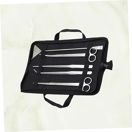 5pcs Aquarium Plant Maintenance Tool Stainless Steel Scissors Tweezers Scraper for Aquascaping Includes Canvas Storage Bag for Freshwater Tanks