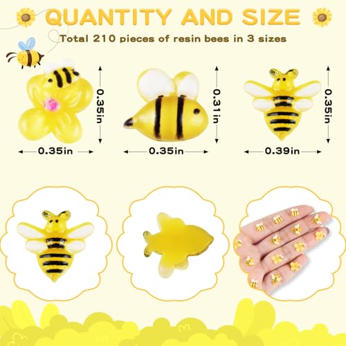 Tmtains Slime Charms Kawaii Resin Charms 3D Cute Nail Charm Mini Flatback Luminous Animal Charm Bulk Resin Jewelry Making Turtle Embellishments Supplies for Cell Phone Scrapbooking DIY Crafts - color: Ea 210Pcs Resin Bees
