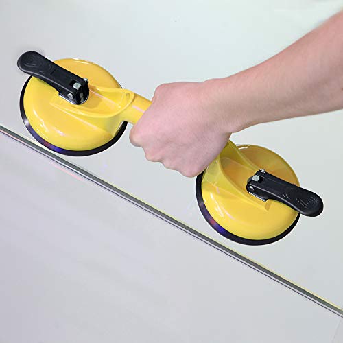 FCHO Glass Suction Cups Heavy Duty Aluminum Vacuum Plate Handle Floor Holder Hooks to Lift Large Glass/Tile Suction Cup Lifter/Moving Glasses/Pad for Lifting/Dent Puller (2 Pack) - color: Yellow