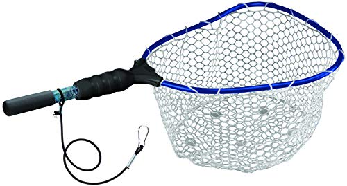 Ego S1 Slider Fishing Net, Ultimate Fishermen’s Tool Fixed Handle, Replaceable Head, Salt & Freshwater, 17x19 Inch Hoop - color: Blue/Black, size: Clear Rubber Mesh