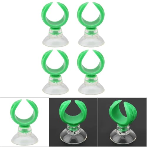 4 Pcs Green Aquarium Airline Tube Holders – Leaf Design Suction Cup Clips for 18-24mm Tubing, Adjustable Fish Tank Air Tube Clamps(S: 1.46cm) - size: S: 1.46cm