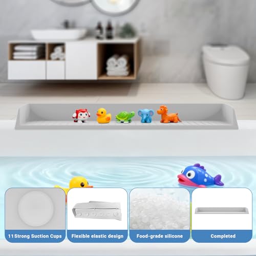 Jalopink Premium Splash Guard for Bathtub – Waterproof Bathtub Water Guards to Prevent Splashing, Easy Installation, Adjustable Bathtub Splash Guard for a Clean and Dry Bathroom（Gray）