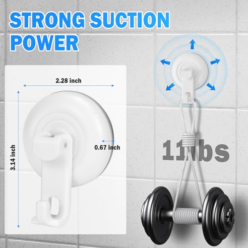 TACGEA Suction Cup Hooks for Shower, Powerful Vacuum Shower Hook for Towel, Robe, Loofah - Reuseable and Removeable Bathroom Hook, White, 6 Pack - color: White, size: 6 Pack