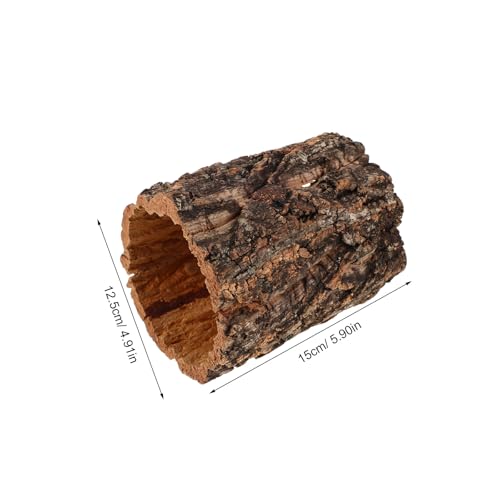 Homoyoyo Natural Cork Bark Round Reptile Hideout-Hollow Tree Trunk Climbing Hide-Wooden Terrarium Decor Shelter Cave for Gecko Lizard Snake Hermit Crab Habitat Accessories-Rainforest Terrarium - color: Light Brown