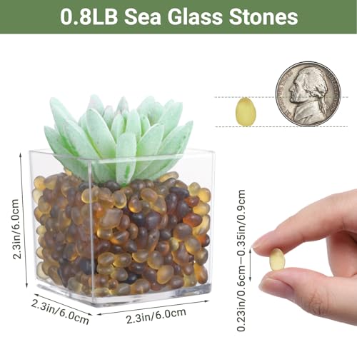 SUREAM Dark Amber Sea Glass, Aquarium Rocks for Fish Tank, Glass Beads for Vases, Small Rocks for Vase Filler Fish Turtle Tank Succulent Plants Decorations(0.8 LB) - color: Dark Amber