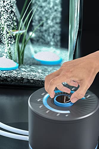 Persuper Aquarium Air Pump Dual Outlets, Super Quite Fish Tank Air Pump 20-600 Gallons, 5W 110V Adjustable High Output Silent Oxygen Aerator Pump with Air Stone Airline Tubing Check Valve Accessories - style: Black Pump 4W Valves