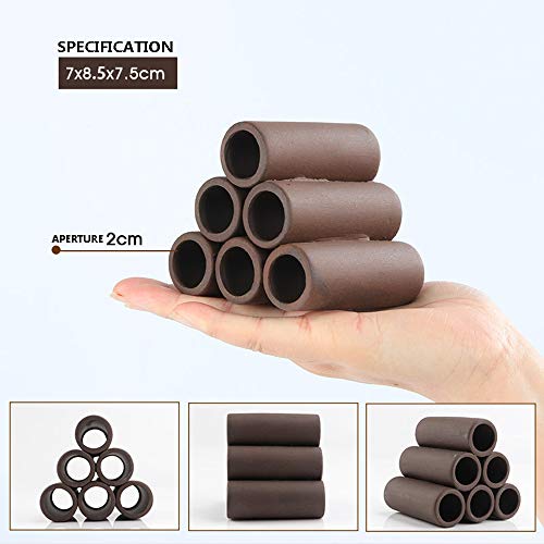 DOHO Aquarium Cave Handmade Brown Ceramic Shelters - Shrimp and Small Fish Habitat, Breeding Tube, Hiding cave - Hideaway Pipes Reduce Stress, Encourage Spawning - Aquarium Decorative Six Holes