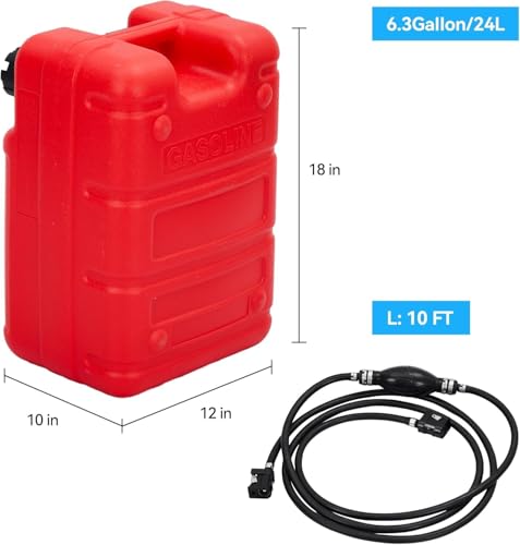 6 Gallon Marine Portable Tank, 24 L Marine Tank, Boat Marine Transfer Tank with Hose, I-Shaped Handle - size: 24L