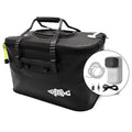 Fishernomics Collapsible Fishing Bucket with Air Pump - Live Bait Bucket with Aerator (6 Gallon/10 Gallon) - Leak Proof with Side Pocket & Shoulder Strap | Highly Durable & Sturdy - color: Stealth Black, size: Medium