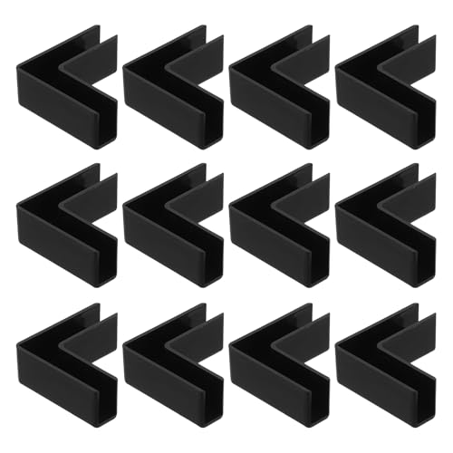 uxcell 12Pcs Plastic Glass Connector, Suitable for 8mm Thick l Shaped Glass to Glass Clamp, Fixing Bracket Rimless Clip Holder for Aquarium Fish Tank Display Shelves, Black - color: Black, size: 8mm