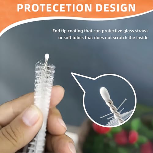 Cleaning Brushes for Reusable Drinking Straws, Set of 5, Long Wire Handle, Bottle and Straw Cleaner for Stanley Mug, Sippy Cup, Water Bottle and Tubes, Reusable and Flexible - color: white00001