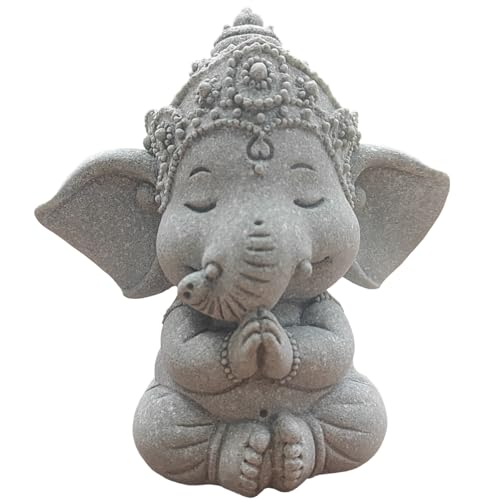 livelyfish Small Elephant Statue Sandstone Figurine Hindu Meditation Buddha Sculpture for Fish Tank Aquarium Decoration (B) - color: B