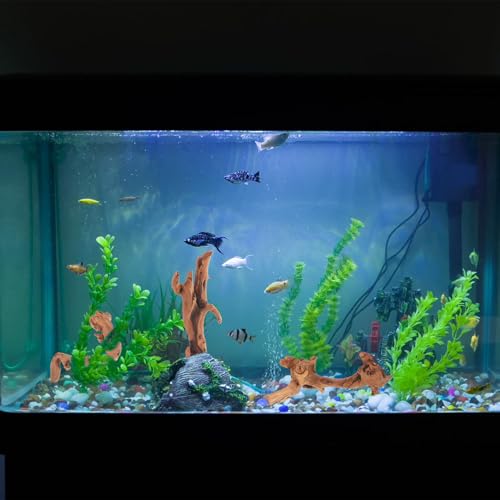 4pcs Driftwood for Fish Tank Aquarium Decor, Natural Driftwood Branches 15-20cm for Freshwater Aquascaping and Reptile Habitat Accessories