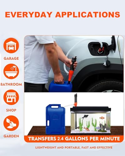 Portable Transfer Pump Battery Operated Electric Siphon Pump for Gas, Fuel, Diesel, Water Transfer 2.4 GPM Flow Oil Extractor -Easy to Use Hand Fuel Pump, Multi-Use Siphon Fuel Transfer Pump - size: 1 Pack (Standard)