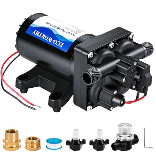 ECO-WORTHY RV Fresh Water Pump 12V DC 5.5GPM 70PSI,12 Volt Diaphragm Self-Priming Pump with Pressure Switch for RV Garden Irrigation Spraying Marine Yacht - size: 5.5GPM-70PSI-12V