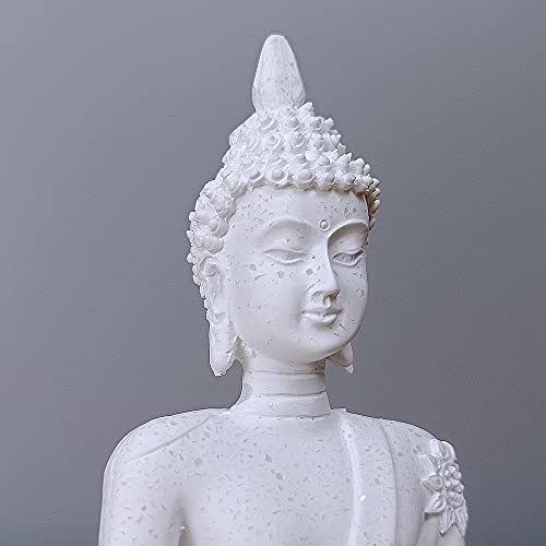 HYFAN Mini Sandstone Buddha Yoga Meditation Statue Harmonious Figurine Collectible Craft Feng Shui Sculpture Decor for Home Office Shelf Desktop (White 3 - color: White 3