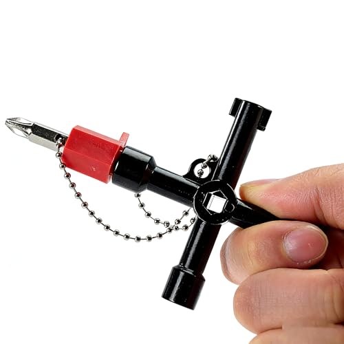 4-Way Water Key, Premium Sillcock Key, Radiator Bleeder Key Multi-Functional Shut off Tool for 1/4", 9/32", 5/16", 11/32" Valve & Spigot, Ideal for Home, Public & Commercial