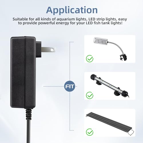 DaToo Aquarium Light LED Power Adapter AC 100-240V DC 24V 2A Replacement Power Adapter Fish Tank Light Power Supply Converter with Indicator Light - size: 24V 2A
