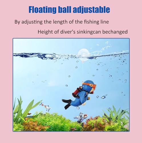 2-Pack Tank Decorations, Cute Little Diver, Aquarium Decoration Accessories Ornaments with Float Ball, Playmate for Tank Suitable for All Kinds of Fish and Tanks (Blue) - color: Blue