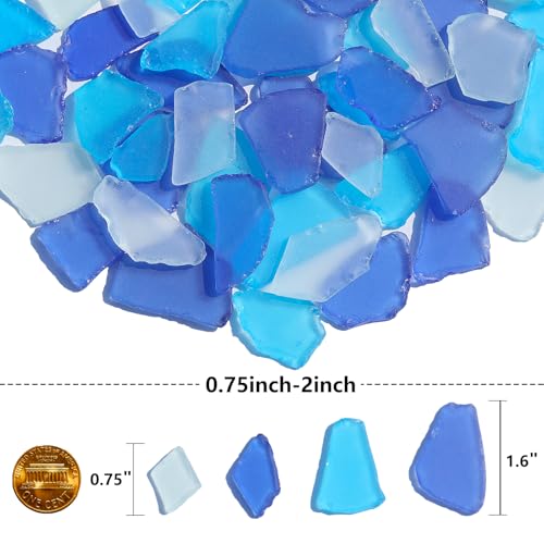 QYGL Sea Glass for Crafts - 14oz Frosted Seaglass Pieces - Vase Filler and Aquarium Ornament, DIY Craft Supplies for Art, Beach Weddings, and Home Decor (Cobalt Blue, Aquamarine, White) - color: Cobalt Blue, Aquamarine, White