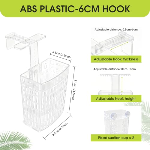 2 PCS Upgraded Aquarium Plant Holder, Adjustable Thickness Height Fish Tank Plant Holder with 2 Extension Hooks and 2 Suction Cups for Fish Tank Aquaponic (Transparent) - color: Transparent