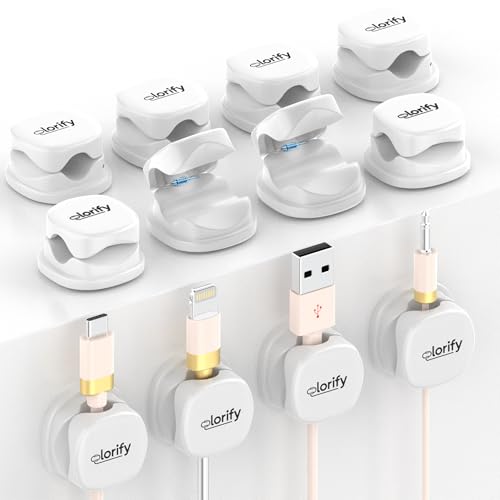 12 Pack Spring Cable Clips, White Adhesive Cord Organizer for Desk, Phone Charging Cords Holder, Car Cable Management, Cable Clips for Computer & Nightstand Charger Clips - color: White, size: Pack 12