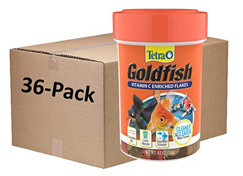 Tetra Goldfish Flakes, Nutritionally Balanced Diet for Aquarium Fish, Vitamin C Enriched Flakes, .42 oz (36 Pack) - size: 0.42 Ounce (Pack of 36)