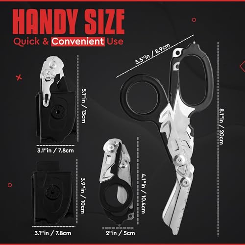 Heavy Duty 6 in 1 Multipurpose Emergency Trauma Shears Scissors with Holster, Outdoor Camping Rescue Tools with Glass Breaker, Strap Cutter Stainless Steel Foldable Scissors Pliers - color: Purple