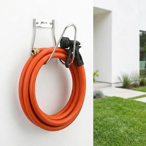 JBscoop Garden Hose Holder Stainless Steel Small Wall Mount Garden Hose Hook, Ideal for Water, Air, Hydraulic Hose, Ropes, Extension Cords Heavy Duty & Rust Proof Large Set of 1