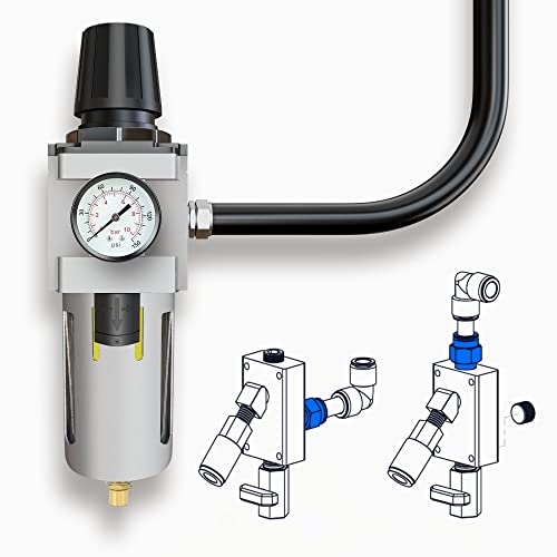 2PCS 3/4’’ Tee Air Piping Fittings, 3/4’’ Tubing x 3/4’’ Tubing x 3/4’’ Tubing, Brass-Nickel Plated, 200PSI Working Pressure, Air Line Fittings for Shop Garage Compressed Air Tube System