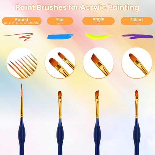 Hnncugty Miniature Paint Brushes Set 12pcs, Paint Brushes for Acrylic Painting, Art Supplies for Oil, Watercolor Detailing Models Rock Body Face Nail Drawing Artist Gifts, Triangular Handles Blue - color: Blue