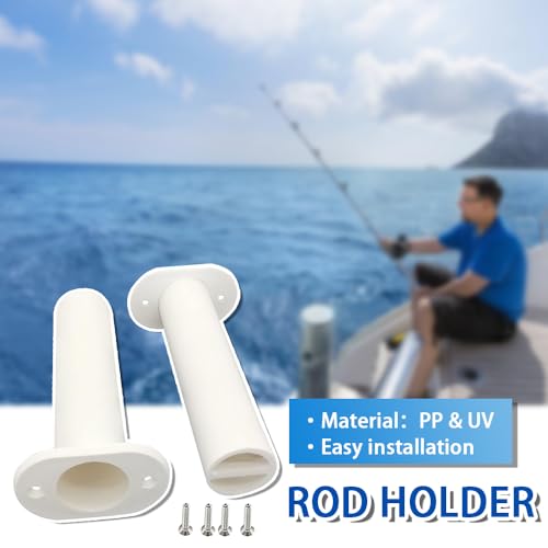 Fishing Rod Holder Plastic with UV 90 Degree Flush Mount 2PCS for Yacht and Boats - style: White