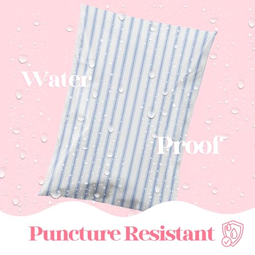Pretty Package Store 6x9 Designer Poly Mailer 100 Pack Heavy Duty Waterproof Self Seal Shipping Bags for Small Business Large Mailing Envelopes Bulk Tear Resistant Packaging Blue Stripe - color: Blue Stripes, size: 6x9