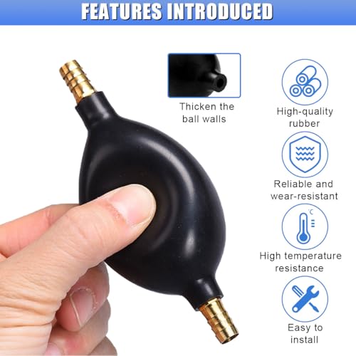Gasoline Siphon Hose Pump, Manual Fuel Transfer Pump with 6.5FT PVC Gas Siphon Hose & Rubber Ball, Portable Hand Sucker Pump for Water Gasoline Oil Petrol Diesel Exchange (10MM)