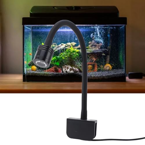 Omabeta LED Aquarium Clamp/Holder On Light High Brightness for 3‑6 Gallons Fish Tank, Small Clamp Aquarium Light for Freshwater Saltwater Aquariums, Aluminum Alloy, Silicone Soft Tube (Neutral)