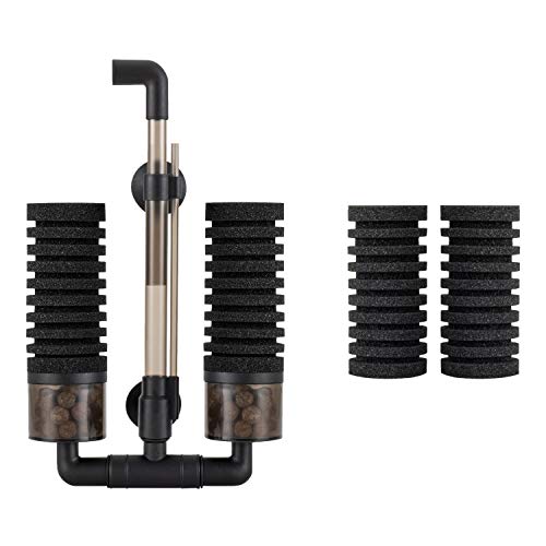 hygger Aquarium Double Sponge Filter, Comes with 2 Spare Sponges (S) - size: Filter S (10-40 gallon)