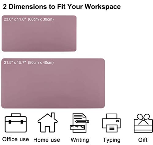 SUJAYU Dual Sided PU Leather Desk Pad, Mouse Pad, Office Desk Mat, Non-Slip Laptop Desk Pad, Waterproof Desk Writing Pad for Office and Home (23.6" x 11.8", Pink+Purple) - color: Pink+purple, size: 11.8" x 23.6"