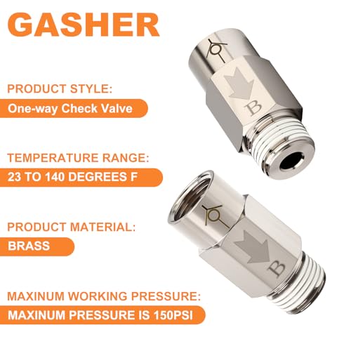 GASHER 2Pcs One-Way Non-return Check Valve 1/4" Male x 1/4" Female Thread, Prevent Water Back-flow - size: 0.25 Inch
