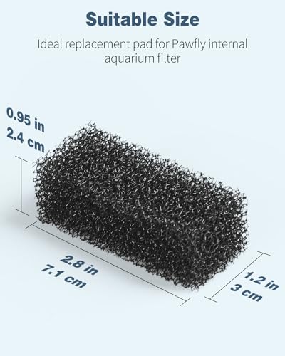 Pawfly 4 Pcs Replacement Filter Pads for 3-10 Gallon Internal Aquarium Filter, Fish Tank Filter Media Sponge, Black Bio Foam for Water Filtration - size: Replacement Filter(3-10 Gal)
